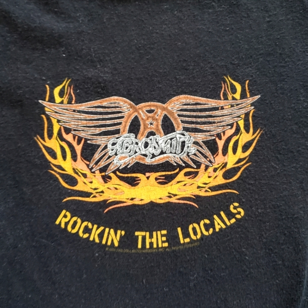 Rare Vintage 90s Aerosmith Rockin the Locals concert tee, black, sz XL